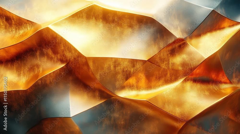 Poster futuristic golden geometric 3d abstract high-tech background with metallic texture