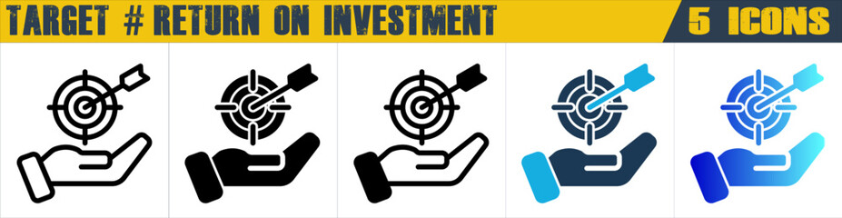 Target icon with 5 styles (outline, solid, mixed, duotone and solid gradient)