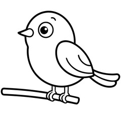 Cute Cartoon Bird Line Drawing for Coloring Book.