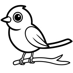 Cute Cartoon Bird Line Drawing for Coloring Book.