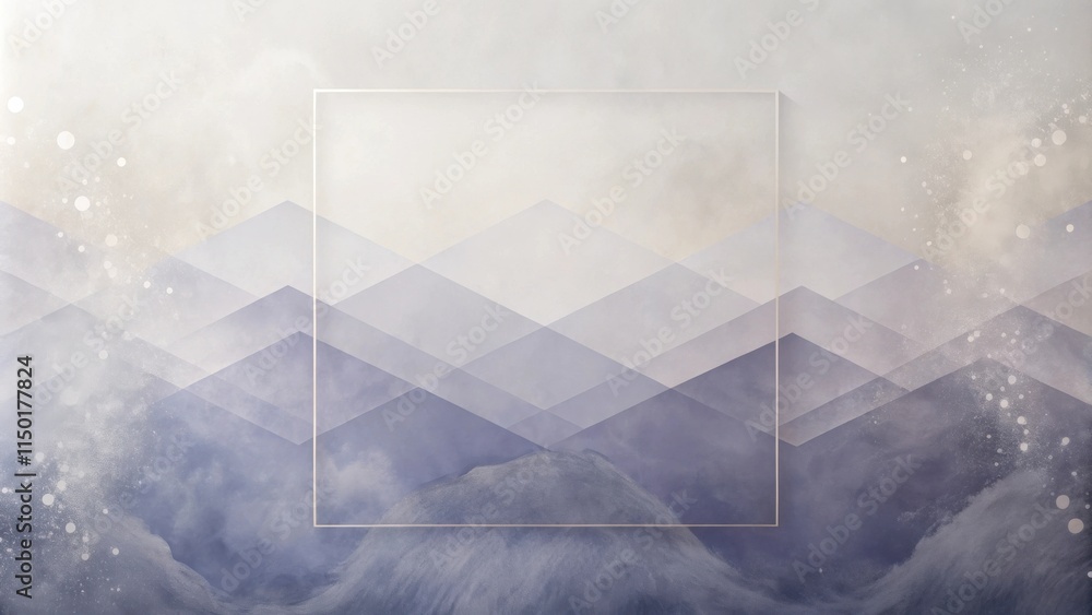Aufkleber Serene Abstract Mountain Range with Geometric Frame and Soft Dust Particles