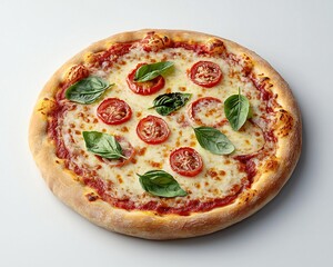National Pizza Day Delicious Homemade Margherita Pizza with Basil and Tomatoes