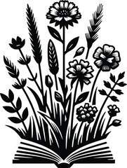 Wild floral book svg design, floral book vector, floral svg