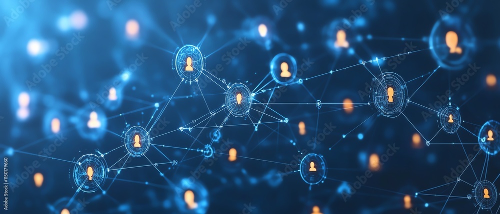 Poster global digital network with virtual interfaces, data transfer, and seamless communication, showcasin