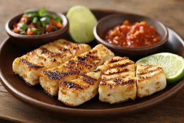 Grilled Fish with Spicy Dips and Lime Wedges, a Delicious Asian-Inspired Meal