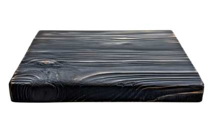 Brushed black wooden surface texture with rich grain and smooth finish Isolated on white background