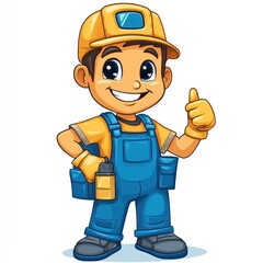 Fototapeta premium Happy Young Worker Gives Thumbs Up Holding Paint Can