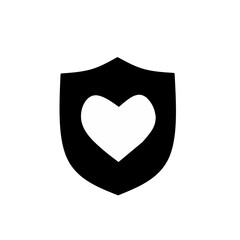 Fototapeta premium Vector solid icons defense shield. Protective symbol, safety and security of home, plants, mail from viruses and different troubles. Medieval shield and sword, coat of arms. Silhouette black set