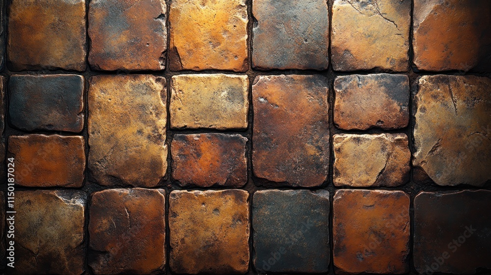 Poster rustic stone tile floor texture background.