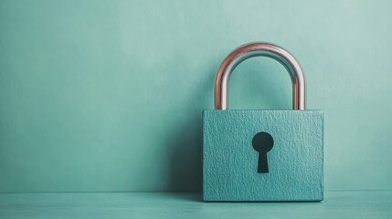 Naklejka premium A vintage teal padlock against a solid background.