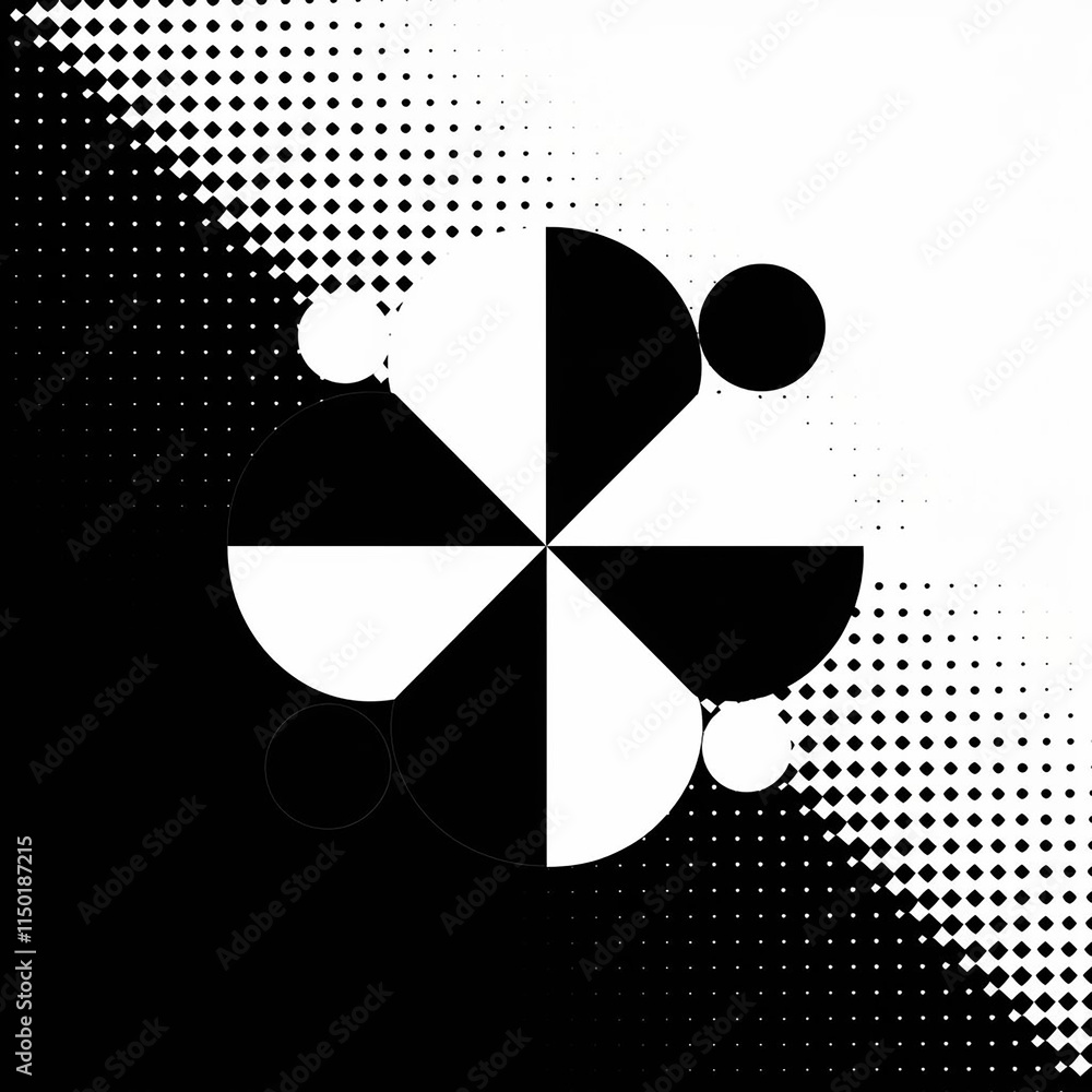 Poster abstract halftone pattern with black dots and gradient effect – minimalist geometric design