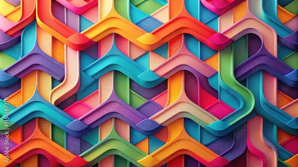 Poster Abstract Colorful Interlocking Curves A Vibrant Geometric Pattern
