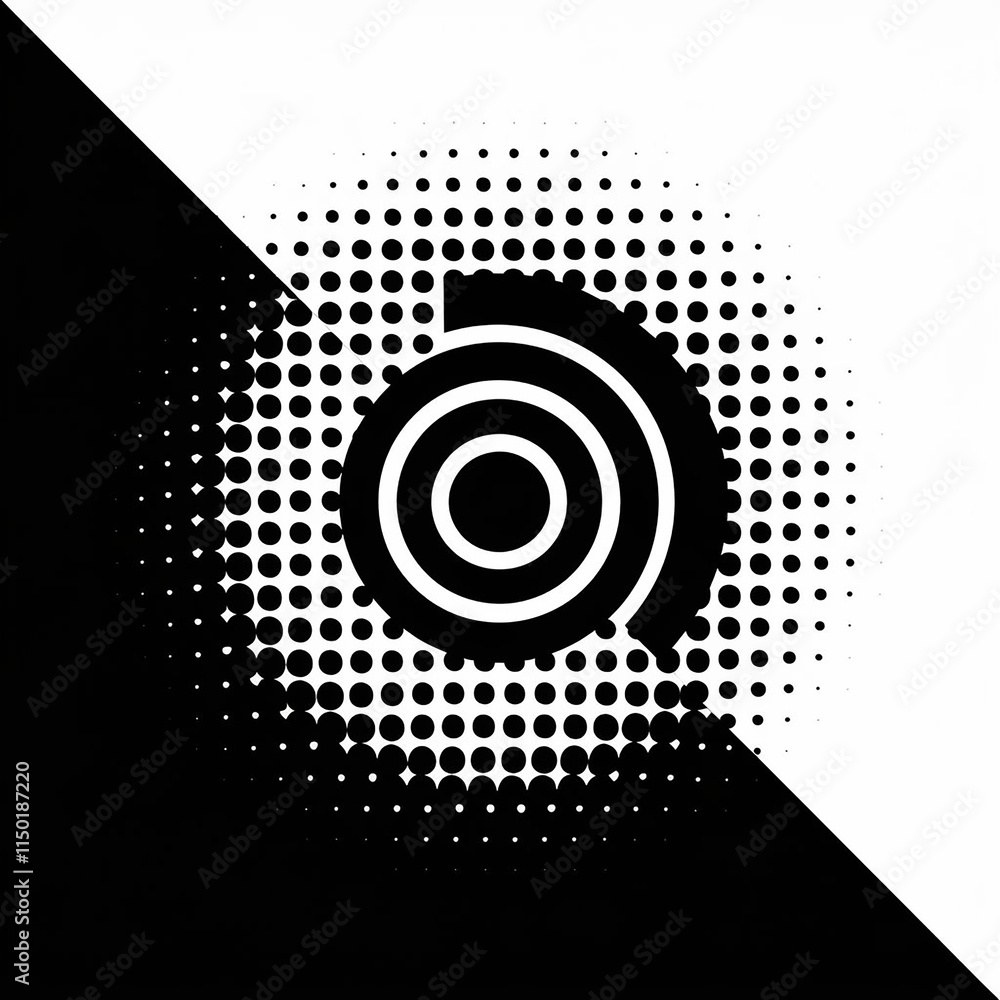 Poster abstract halftone pattern with black dots and gradient effect – minimalist geometric design