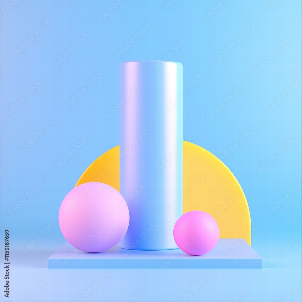 Poster modern abstract composition with colorful geometric shapes on a vibrant background.