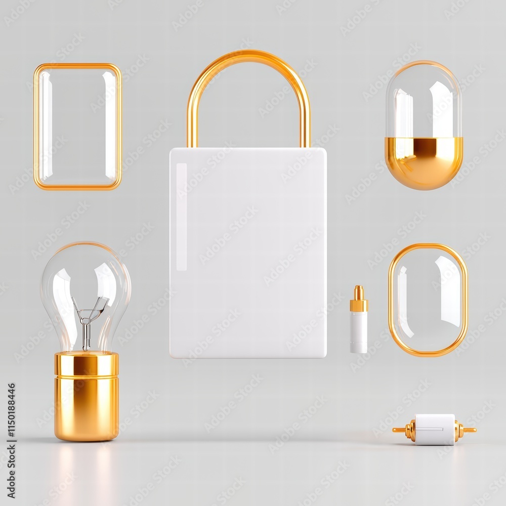 Poster stylish collection of minimalistic design elements on a light background.