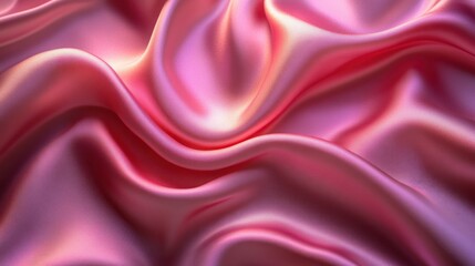Obraz premium Draped pink silk fabric with soft waves and light reflections.