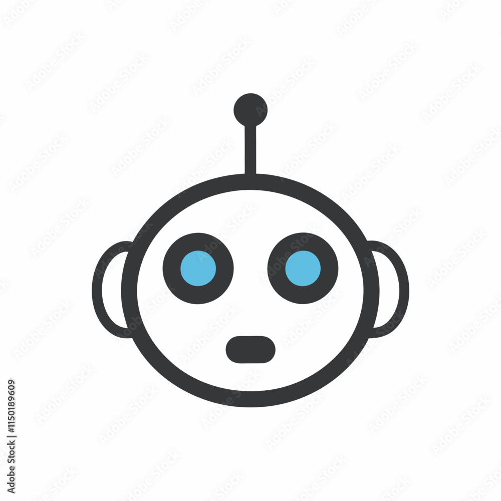 Poster Minimalist Robot Face Vector Illustration.