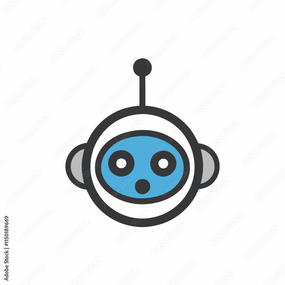 Poster minimalist robot face vector illustration.