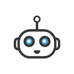 Minimalist Robot Face Vector Illustration.