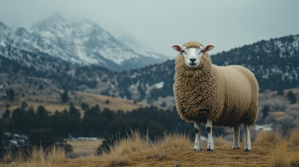 Obraz premium Sheep in a Mountain Landscape.