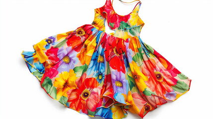 Vibrant Floral Sundress for Summer Girls on white background.PNG