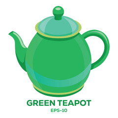 Illustration of Green teapot Isolated on white