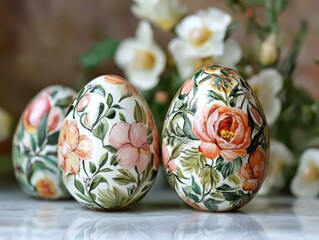 Easter crafts for adults, featuring sophisticated egg painting techniques and artistic floral designs