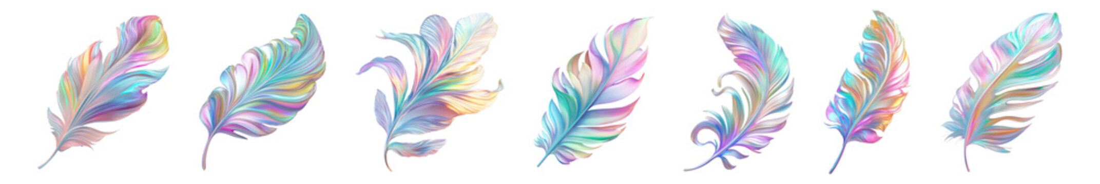 3D birds feather with soft flowing edges - PNG on isolated transparent background
