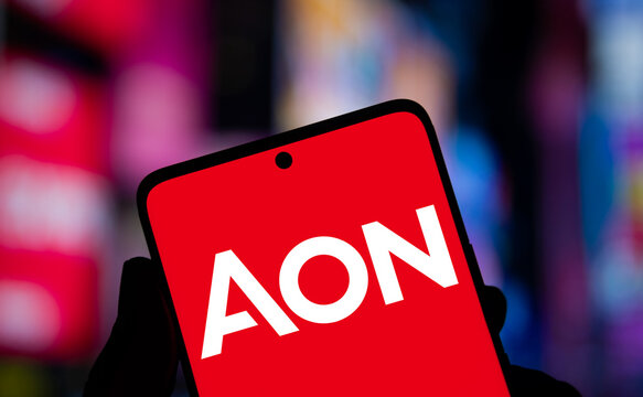Dhaka, Bangladesh- 22 Dec 2024: Aon logo is displayed on smartphone. Aon plc is a British-American professional services.