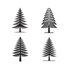 Fototapeta premium set of tree silhouettes on white background. Vector eps illustration editable icons.
