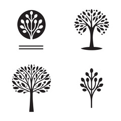set of tree silhouettes on white background. Vector eps illustration editable icons.