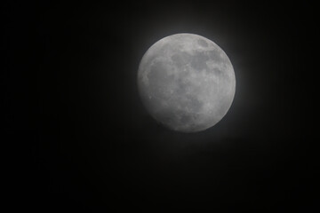 Close up moon on the Black sky