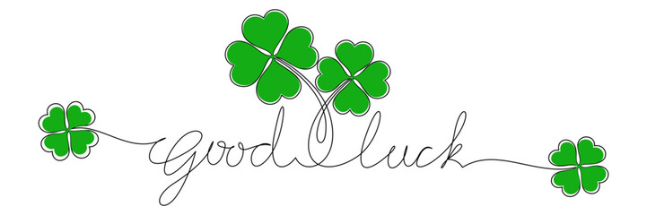 clover one continuous line and good luck for background vector