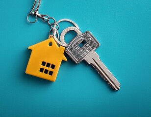 Generated image  Keys to a new home with key and home shaped keyring keychain. Mortgage, investment