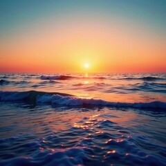 Fototapeta premium Gradient sunset background with smooth ocean waves , spectrum, ocean