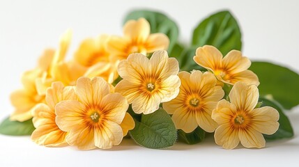 photo of a yellow primula flower isolated on a white background yellow primula flower