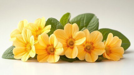 photo of a yellow primula flower isolated on a white background yellow primula flower