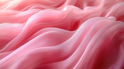 Obraz premium Soft pink fabric with elegant waves and folds, illuminated by sunlight.