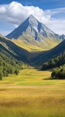 Fototapeta premium Breathtaking Mountain View Valley Landscape Photography Natural Environment Wide Angle Scenic Beauty