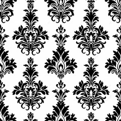 Damask seamless pattern floral pattern. Royal wallpaper tile vintage rustic middle aged elegant white background