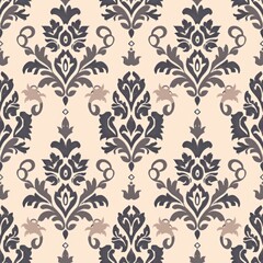 Fototapeta premium Damask seamless pattern floral pattern. Royal wallpaper tile vintage rustic middle aged elegant soft brown