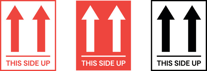 This side up flat icon with arrows. Editable Stroke. Vector illustration