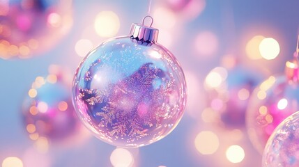 Fototapeta premium Festive ornaments shining bright holiday decor digital art cheerful atmosphere close-up celebration concept