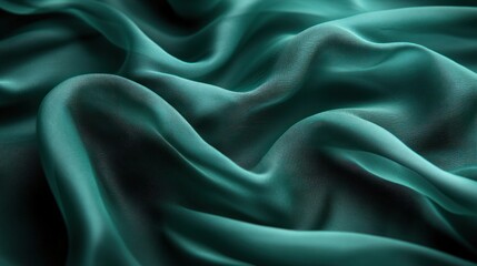 Obraz premium Teal fabric draped in soft waves.