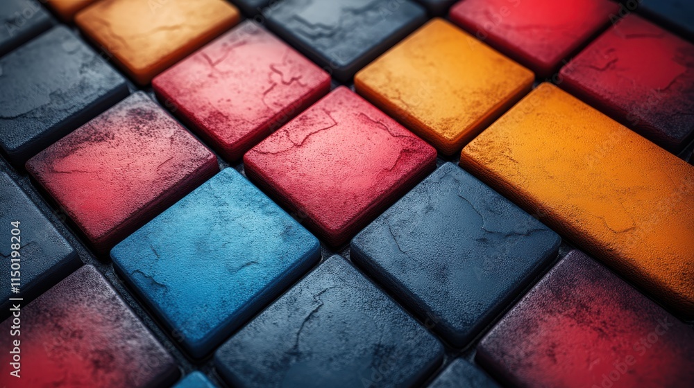 Aufkleber rendering of colored surface with squar