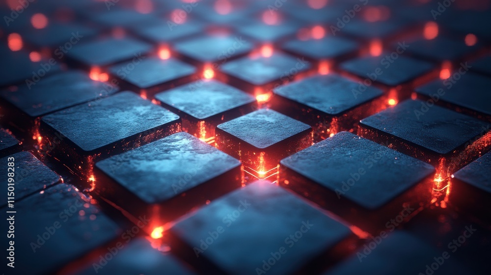 Aufkleber rendering of futuristic surface with squar