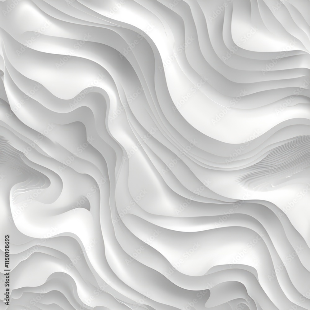 Aufkleber 3d seamless pattern picture curve wave flow fluid white dynamic paper or cloth fabric rippled abstra