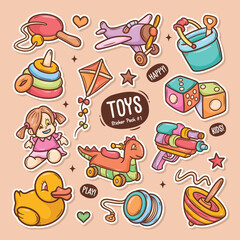 Whimsical Hand-Drawn Doodles of Colorful Toys