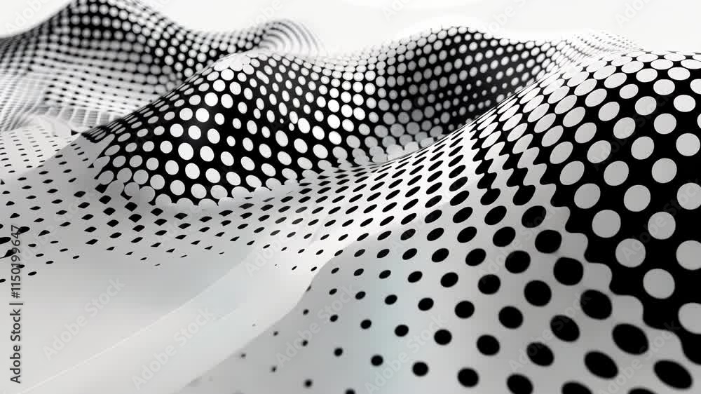 Poster a minimalist piece with dots arranged in such a way that they seem to pulsate and give the illusion 
