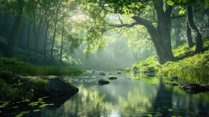 Obraz premium Lush greenery in tranquil